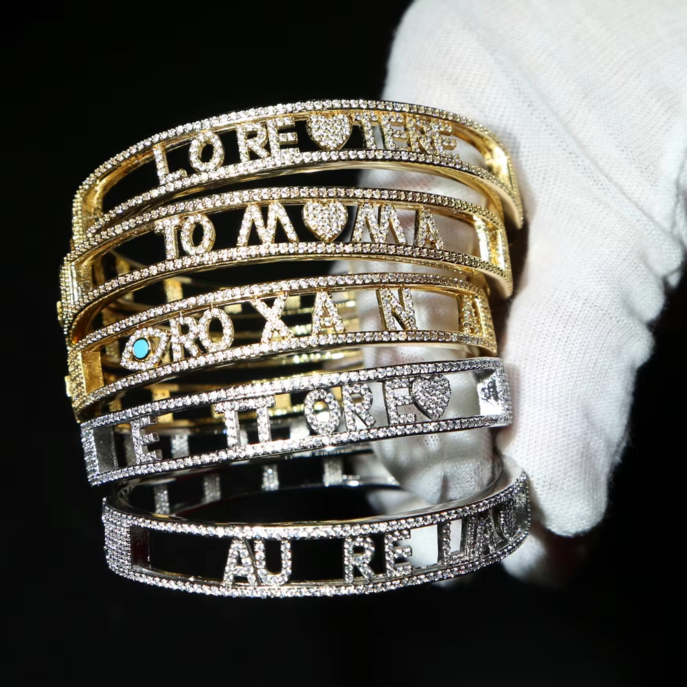 Custom Name Letter Bracelet Zircon Removable Letters Bangle Women DIY Custom Jewelry 26 Alphabet Personalized For Women