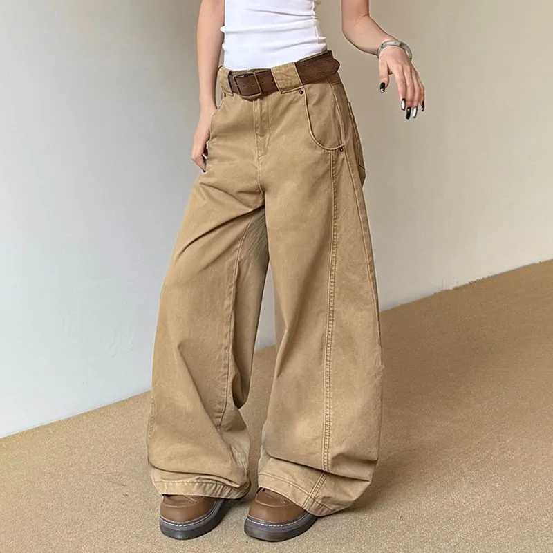 Autumn Korean Retro WomenS Loose Straight Leg Jeans High Street Casual Wide Leg Pants Coffee Colored Jeans J251031