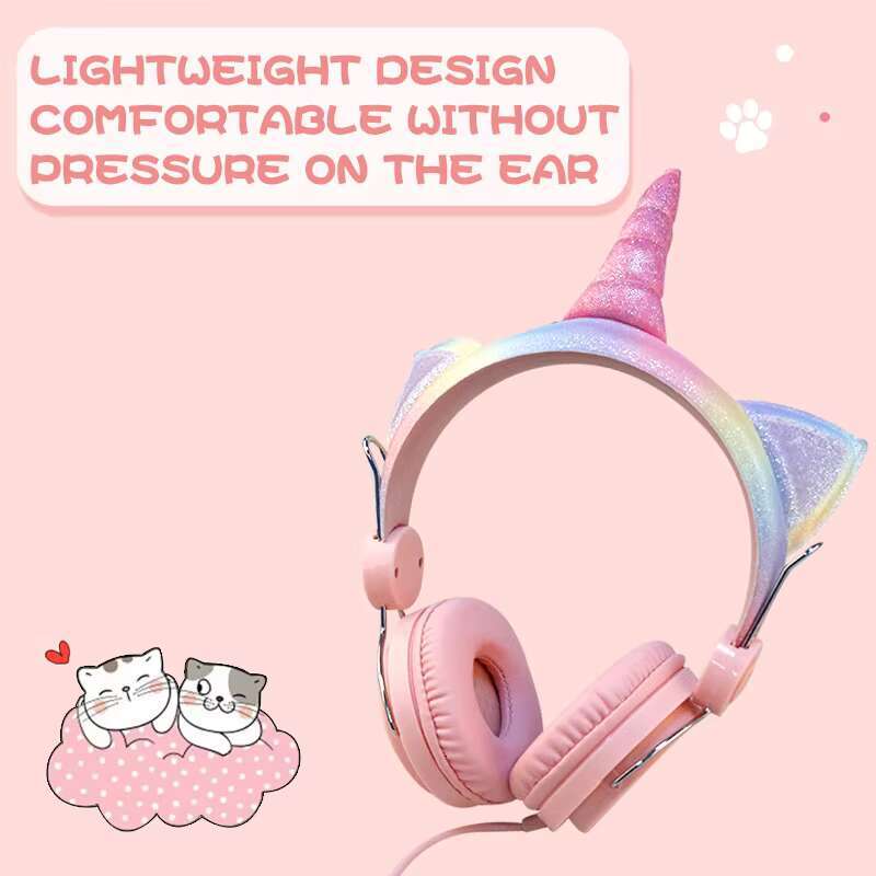 Wholesale Cute Unicorn Headphone Headphones Girls Noise Cancelg Gaming Headset Bulk OEM Custom Kid With Mic for Child
