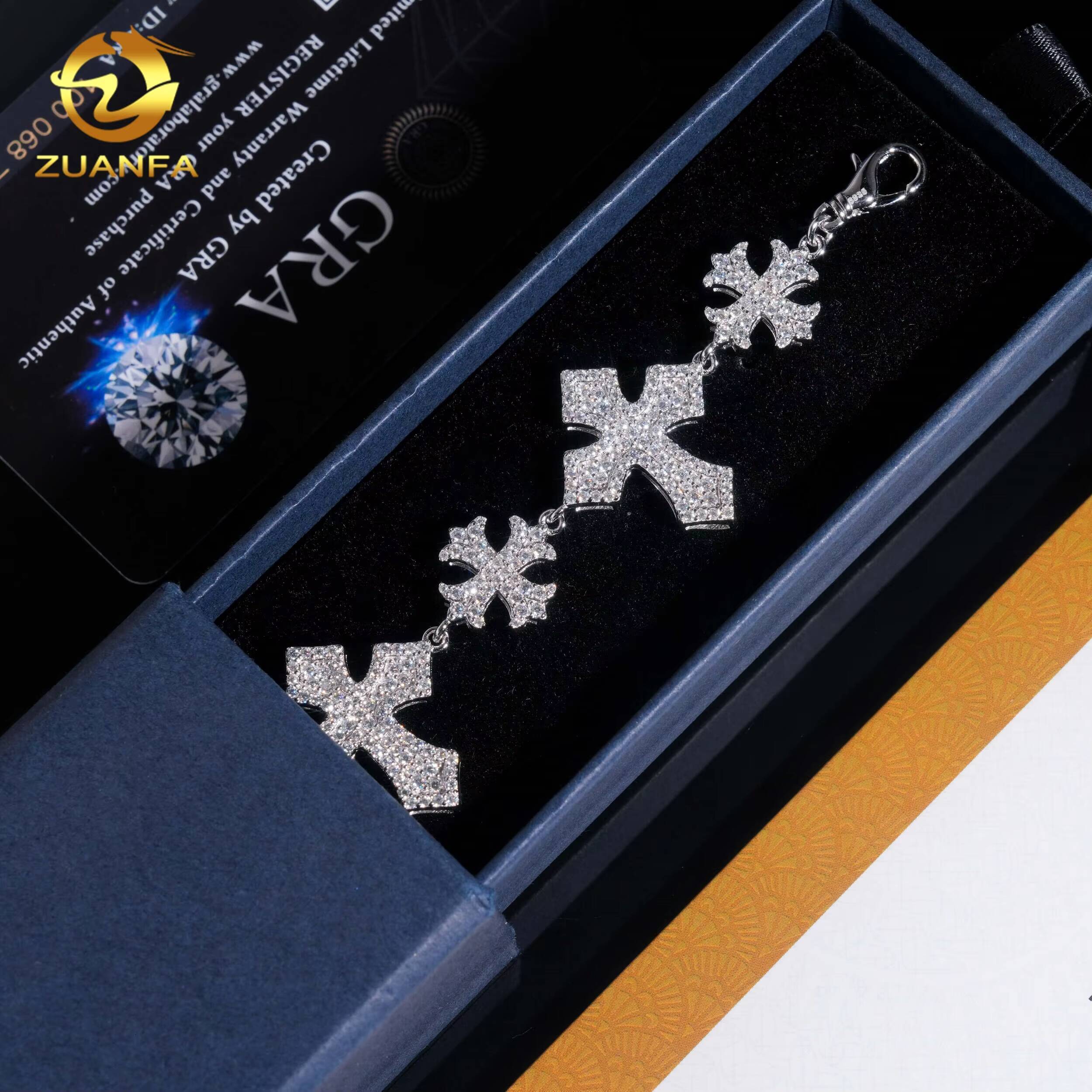 Hip Hop Jewelry Mix Cross VVS Moissanite Cuban Link Bracelet 925 Silver Hip Hop Cuban Bracelet