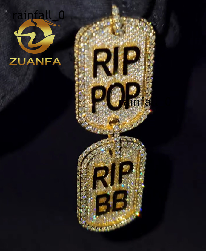 Trendy Custom Tag Pendant Moissanite Hip Hop Jewelry Iced Out Pendant Sterling Silver 925 Moissanite Dog Tag Pendant With Letter