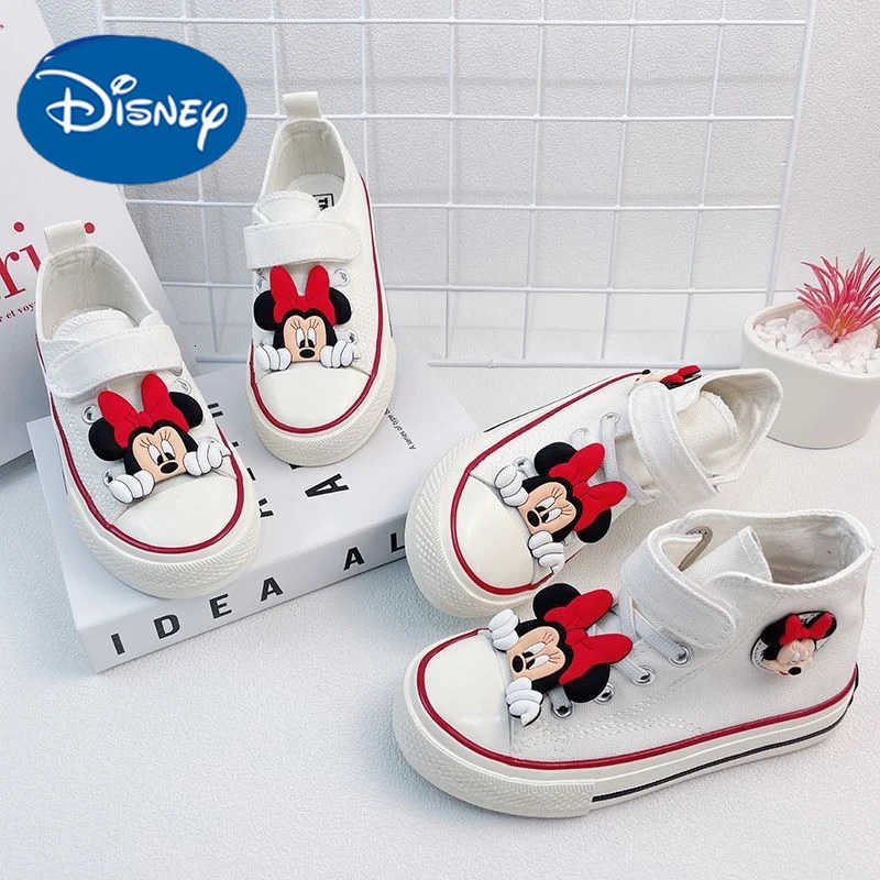 Disney Mickey Minnie Girls Canvas Shoes Soft Sole Sneakers for School Fall Casual Comfortable Wear H251101