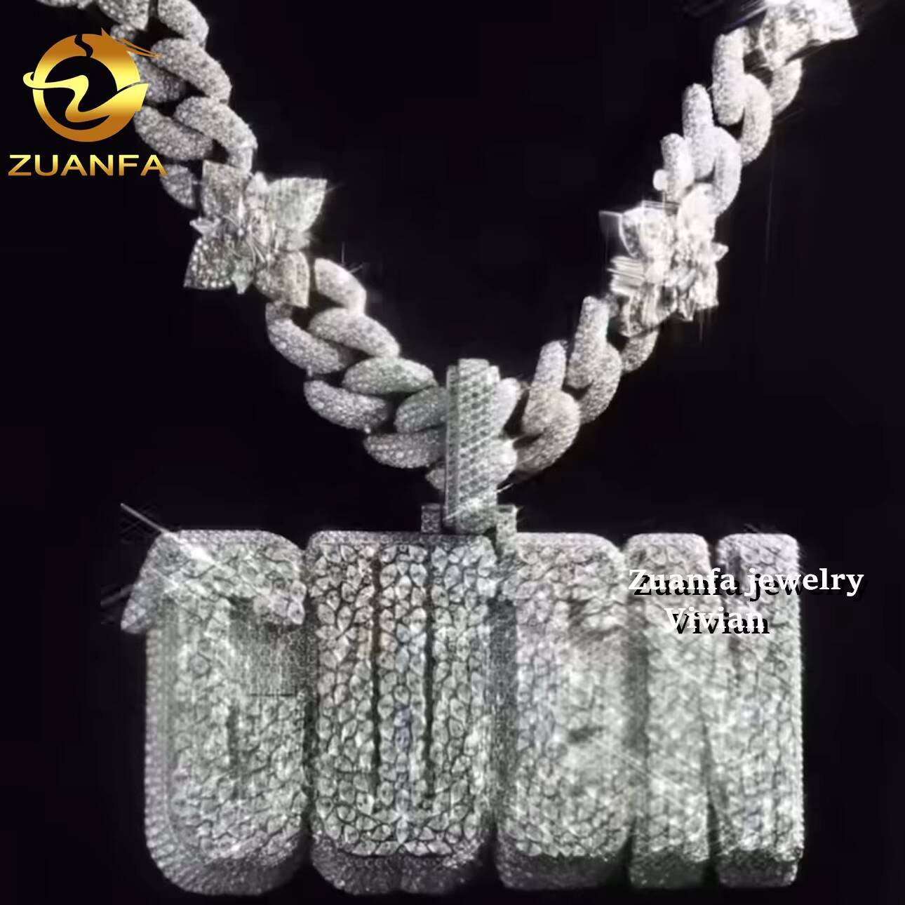 Custom Hip Hop Pendant VVS Moissanite Luxury Siler 925 Fashion Iced Out Fine Jewelry Custom Chain Pendant