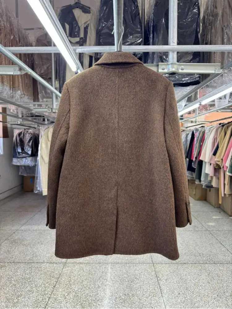 Office Lady Short Woolen Suit Jackets 2025 Autumn And Winter Loose Fashion AllMatch DoubleBreasted Womens Wool CoatsT251101