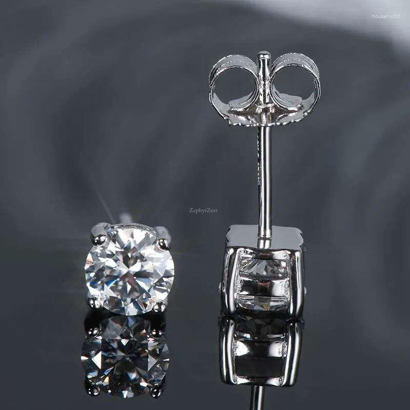 Stud Earrings Anziw Sparkle Real Moissanite Black Dia Sier Gold Ear Piercing Jewelry For Women Men Gifts 3mm/4mm/5mm