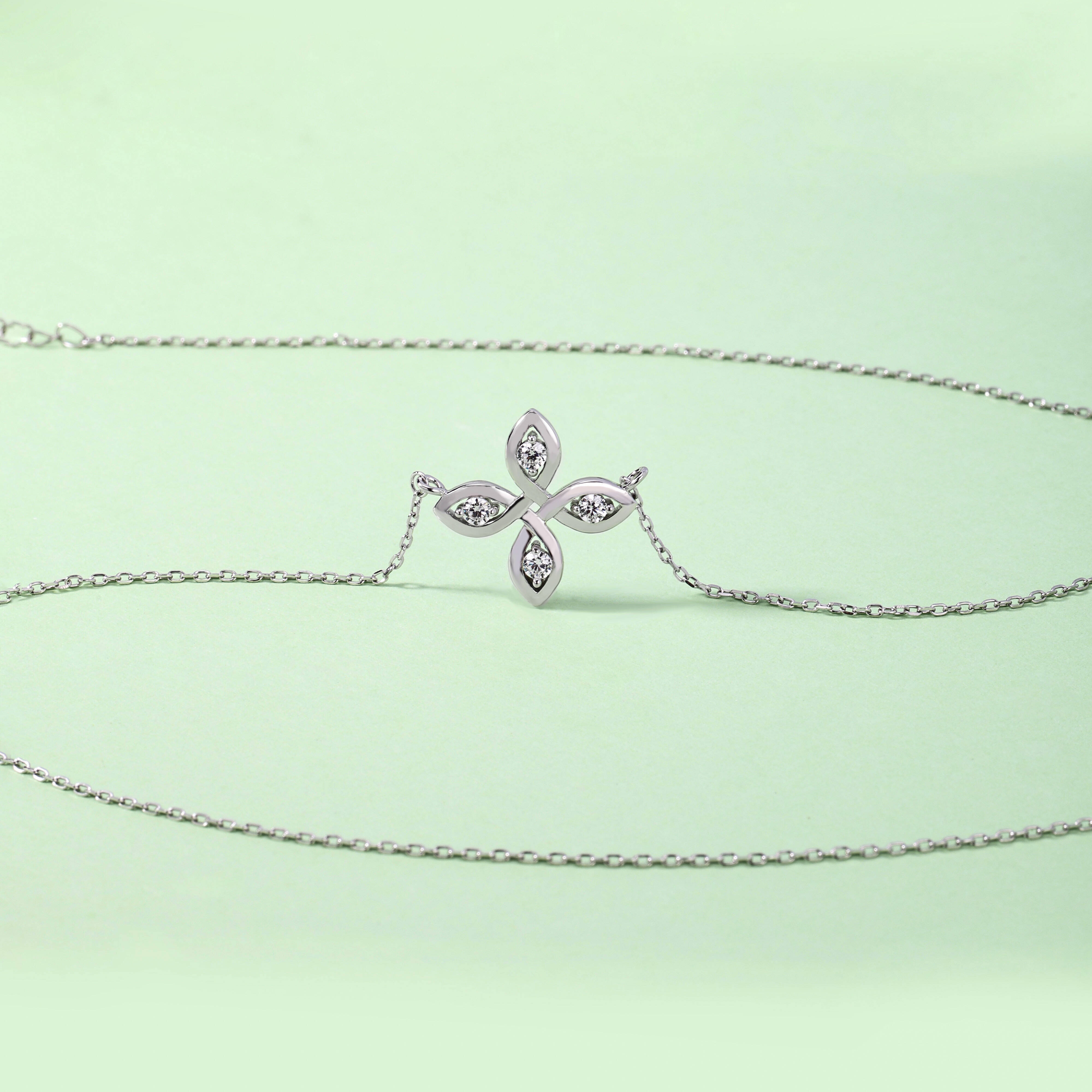 High Quality 925 Sterling Silver Lotus Pendant Rhodium Plated 5A Zircon Women Jewelry Necklace