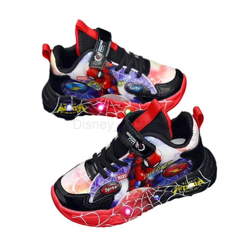 Disney Spiderman Childrens Shoes Boys Sneakers Spring Autumn Cartoon Fashion Kids Lighted Sports Shoes Child Boy LED Sneaker H251101