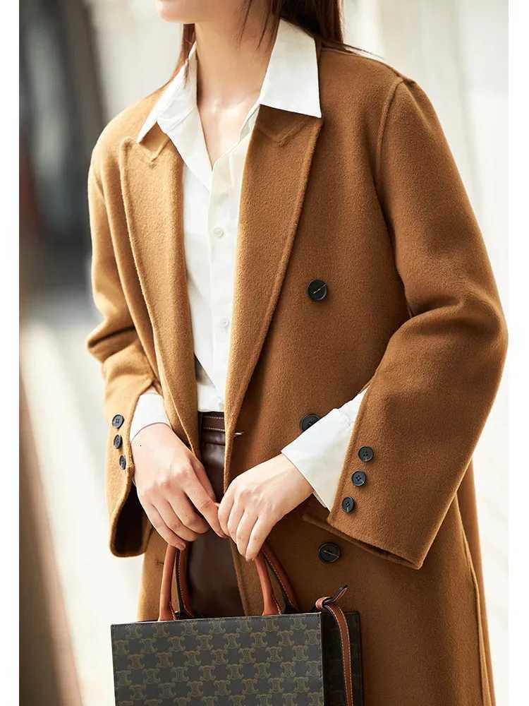 AMII Minimalism New Doublesided Woollen Coat 2024 Winter 100 Wool Vintage Commuter Office Lady Loose Warm Jackets 12140912T251101
