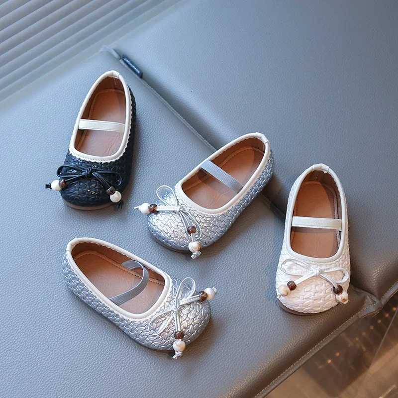 Girls Casual Leather Shoes Weave Sweet Kids Flats with Simple Bows 2025 Autumn New Children Princess Dance Shoes Korean StyleT251101