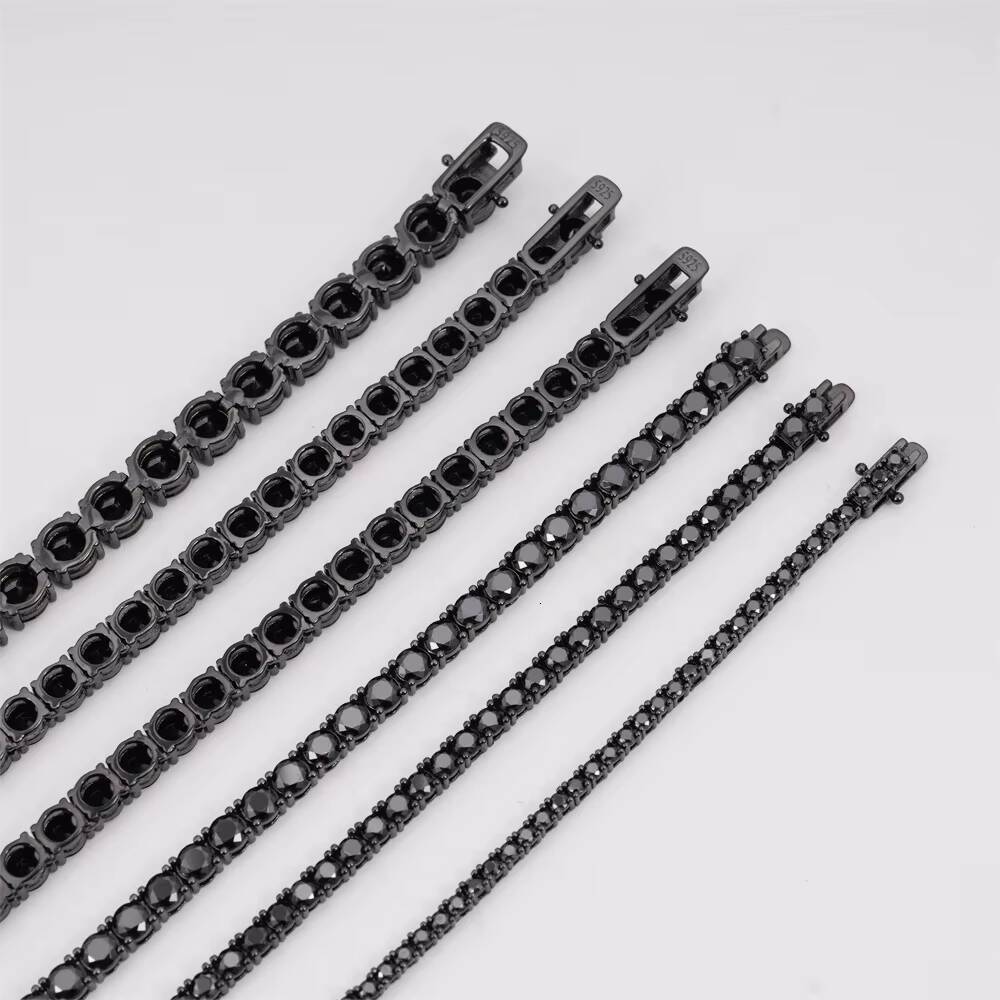 Wholesale Tennis Chain Rhinestone Black Tennis Necklace Gold Plated Necklace Low MOQ Hip Hop Moissanite Jewelry