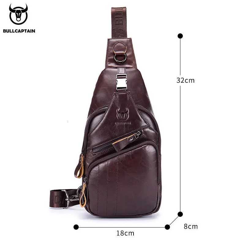 BULLCAPTAIN Bag Genuine Leather Chest Bag Mens Fashion Style Casual Straddle Bag Business Large Capacity Leather Mens LuggageW251101