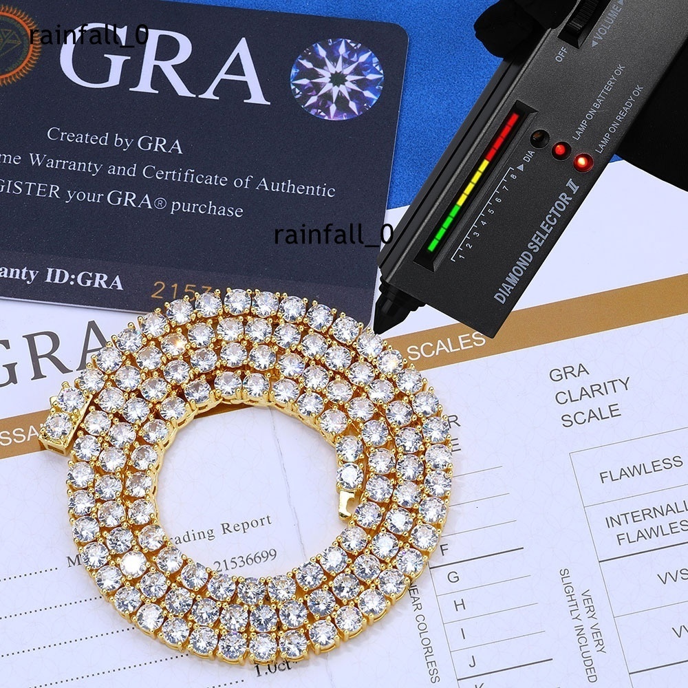 Hip Hop Trendy Men Pass Diamond Tetser 2mm 3mm 4mm 5mm 925 Silver Moissanite Diamond Tennis Necklace Fashion Jewelry for Men