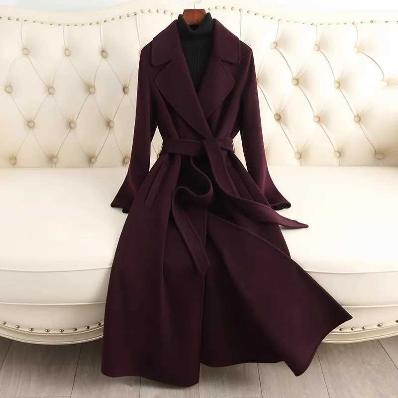 Doublesided Cashmere Wool Coat Womens Long 2025 Autumnwinter New Fashion Temperament Overtheknee Highgrade Woolen CoatsT251101