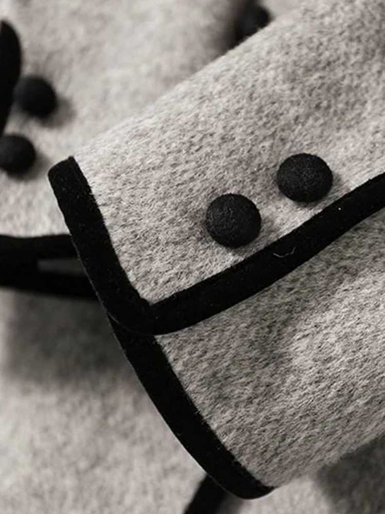 On Sale New In Coats Jackets Woman Clothing Autumn Winter Woolen Coat for Women Color Contrast Elegant Lady Outerwear CoatT251101