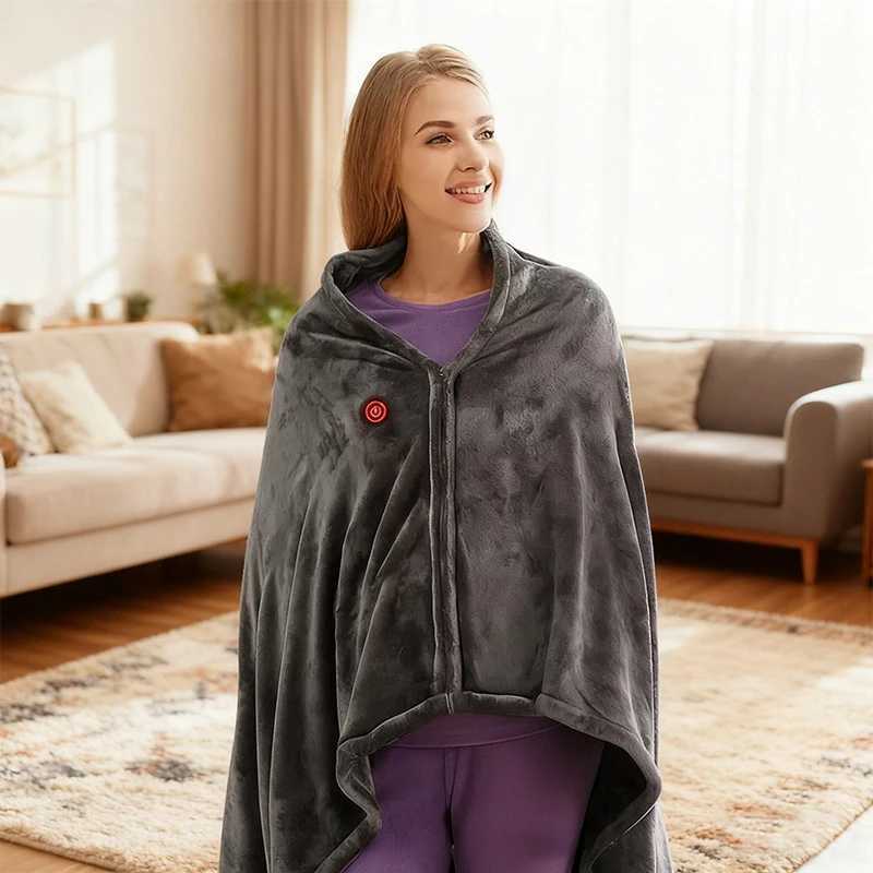 USB Electric Heated Blanket 3Heating Levels Fleece Heated Blanket Portable Body Warmer Blanket Quickly Heated Cape Pad forOffice X251101