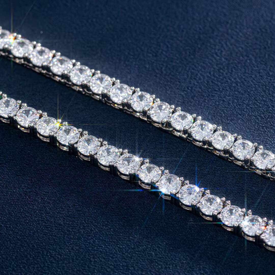 Wholesale 925 Silver Moissanite Tennis Necklace with 5mm Chain GRA Certified Jewelry
