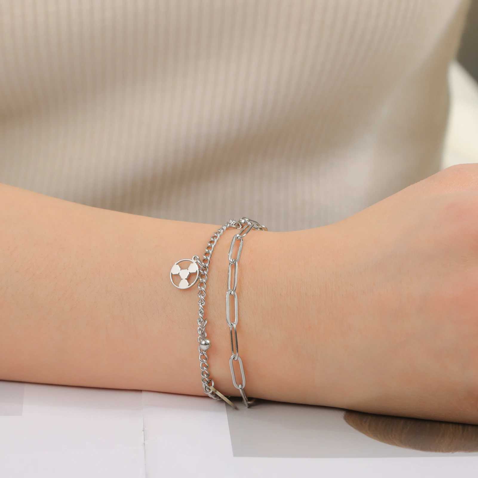 Cazador Stainless Steel Sports Basketball Football Yoga Charm Womens Bracelet Fashion Bracelet Jewelry Wholesale 2025 New Y250329