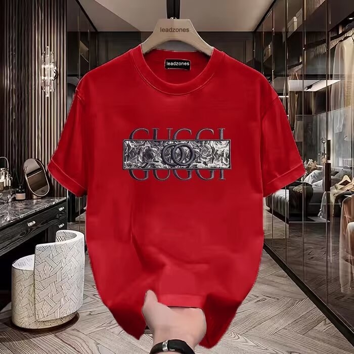 Fashion trend printed T-shirt short sleeve men 2025 new summer casual fashion slim senior sense black base half sleeve large size