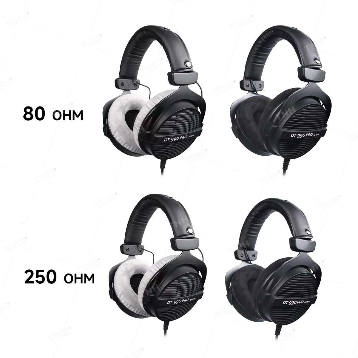 DT 990 PRO DT990 80 250 Ohm Over Ear Wired Studio Headphones for Professional Recording and Monitoring Gaming