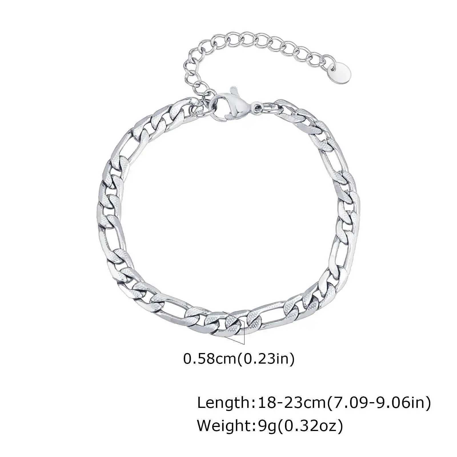 Prjewel never fades waterproof stainless steel Figaro Ks mens fashion pattern chain simple casual mens jewelry bracelet Y250329