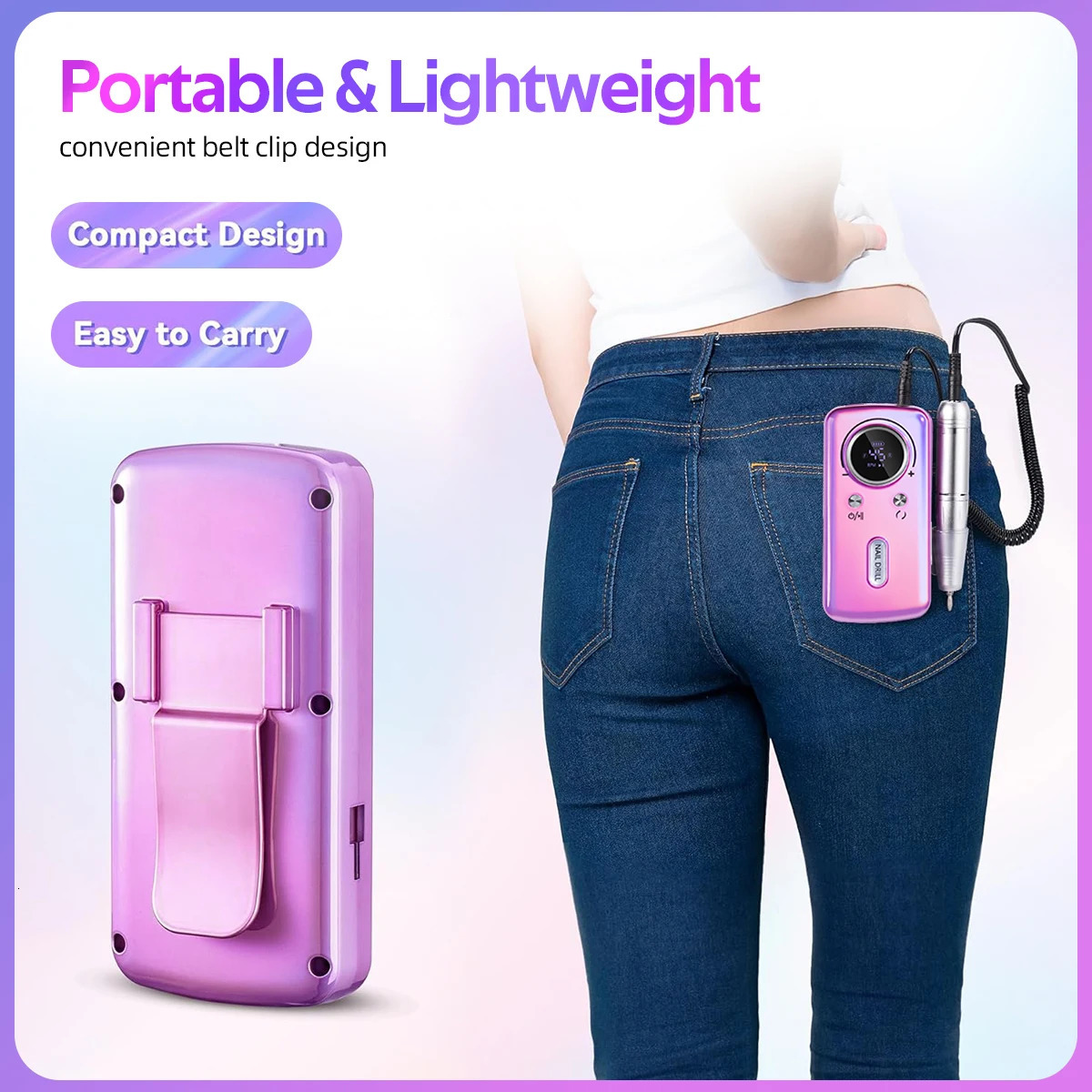 45000RPM Electric Nail Drill Machine Professional Nail Drills For Gel Nails Polish Rechargeable Portable Nail File Manicure Tool 250409