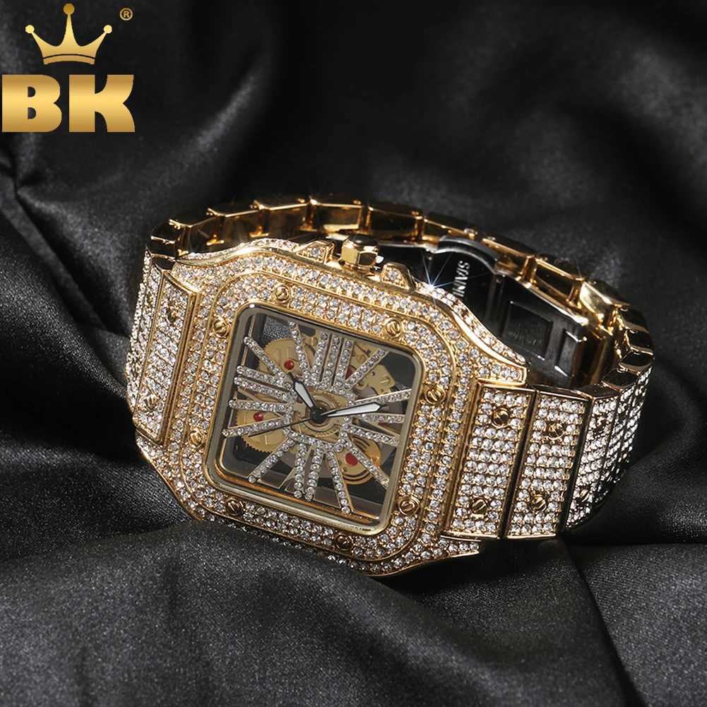 THE BLING KING Iced Out Men Square Dial Quartz Luxury Brand Automatic Wrist es Skeleton Clock Hiphop RelogioW251031