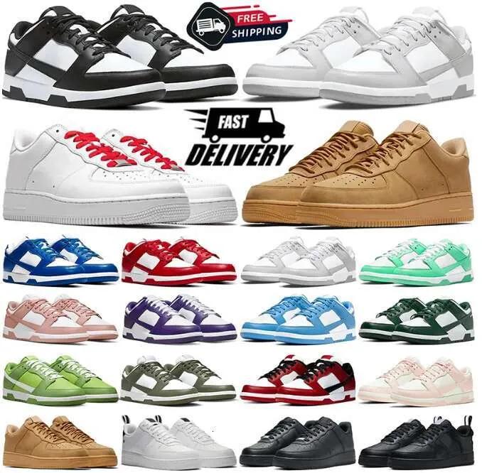 Casual Shoes one running shoes for men women designer af1s triple white black wheat high low co style flax wheat mens trainers outdoor flat sports sneakers