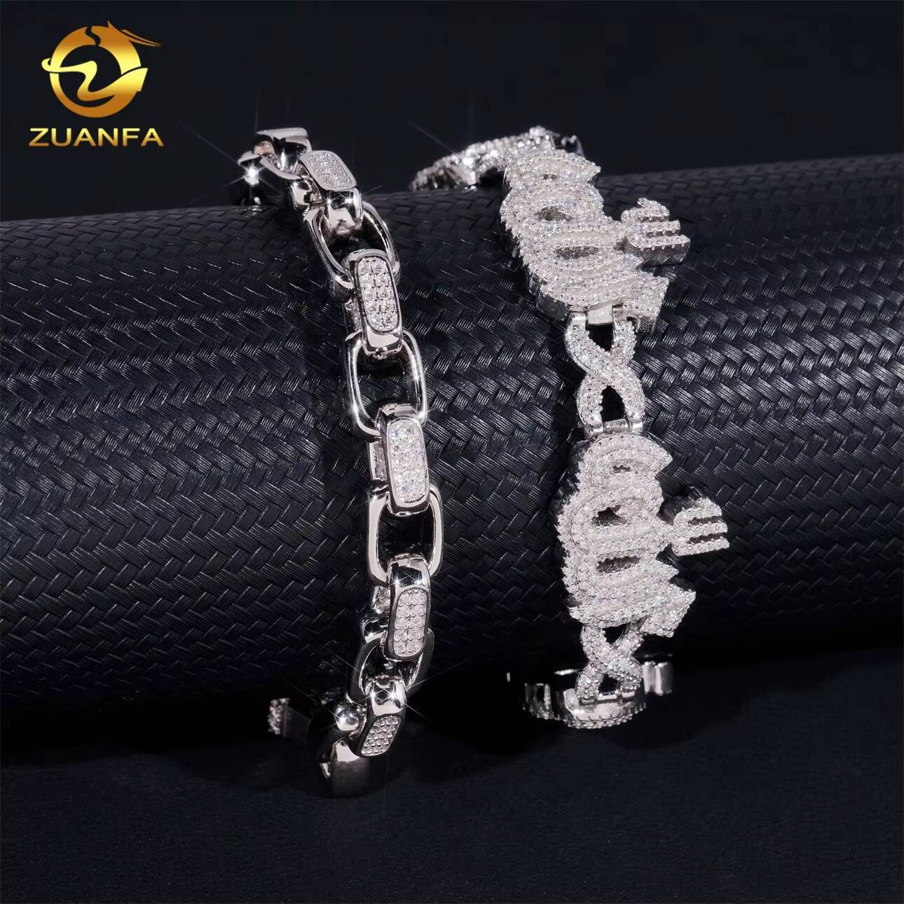 Hip Hop Jewelry Iced Out D Color VVS Moissanite Diamond Sterling Silver 925 Fashion Luxury Cuban Link Chain Bracelet