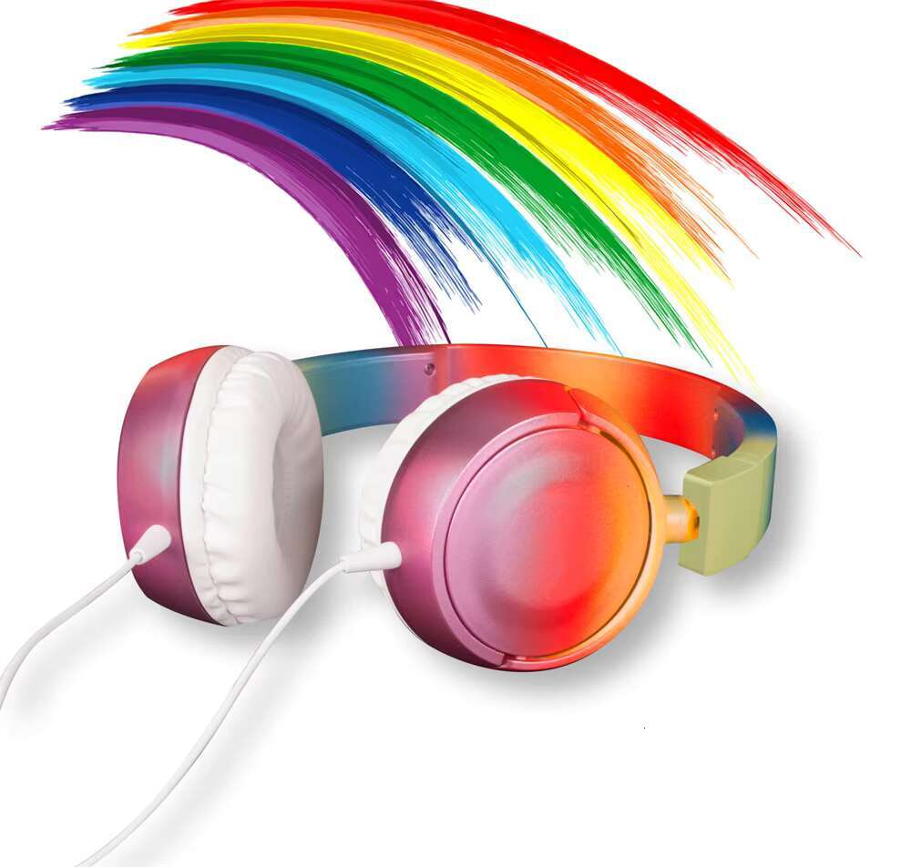 Cool Rainbow Design Stereo Headphones 3.5mm Interface Music Pops Wearable Headset New Gift Idea
