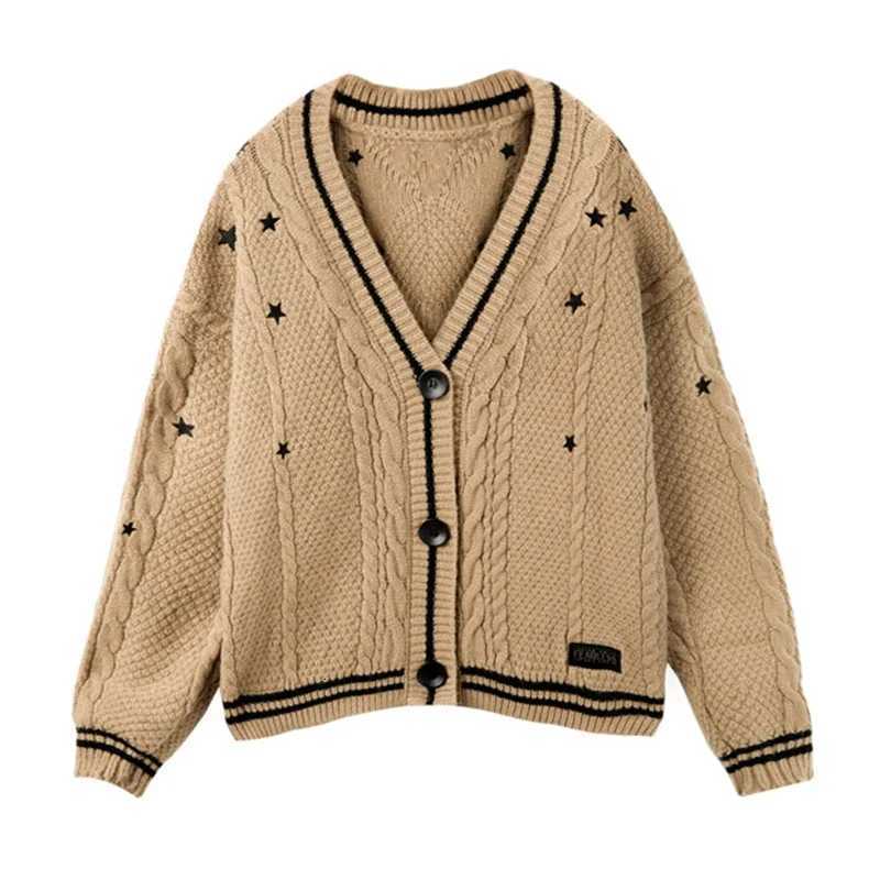 Autumn New Knit Cardigan Women Knitwear Sweater Coat Long Sleeve Vneck Female Knitted TopsT251101