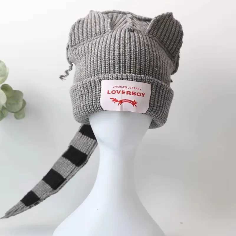 2024 New Cute Long Tail Hat Men Women Crochet Knitted Hat Costume Beanies Winter Girls Boys Hiphop Skullies CAPs Y2k GiftXJ251101