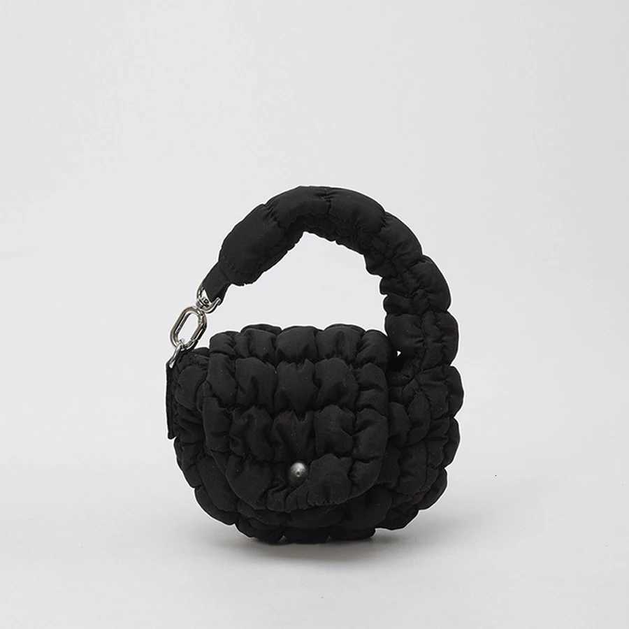 Mini Bag Black Mini Cloud Waist Pack Lightweight Solid Secure Button Closure with Decorative Coin Purse and Headphone BagW251101