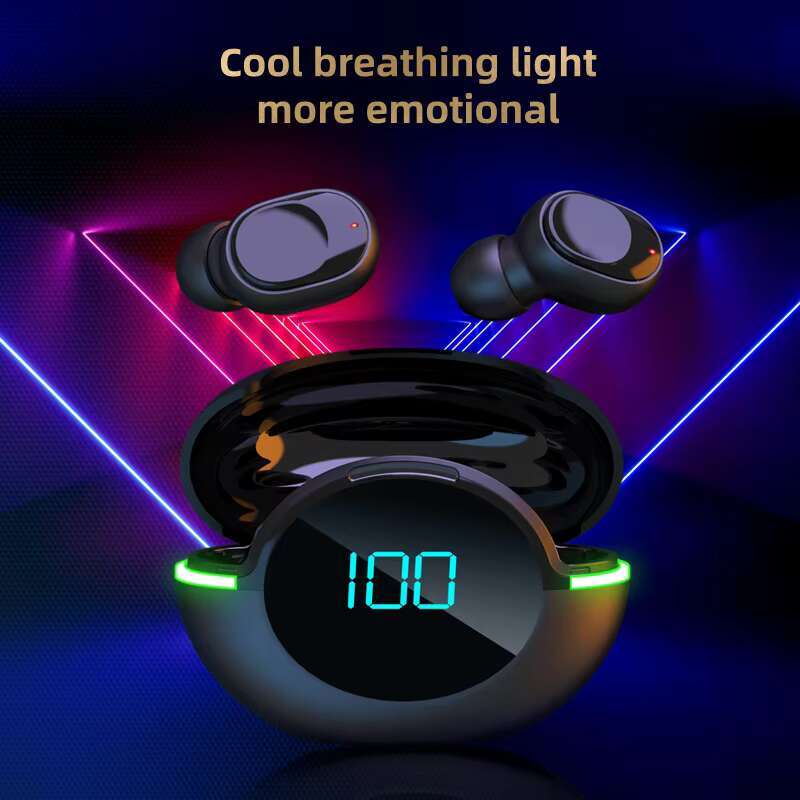 Y80 TWS Wireless Bt 5.3 Stereo Gaming Cool LED Lighting Headphones Sport Earbuds for iPhone and Android
