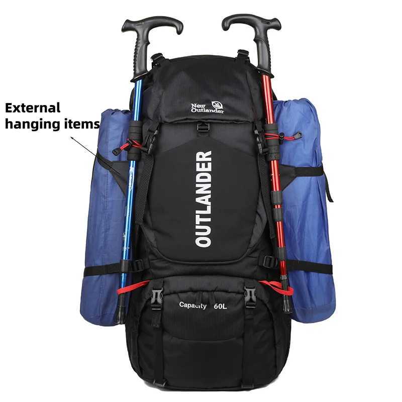 60L Camping Backpack Travel Outdoor Bag Men With Rain Cover Large Hiking Shoulder Waterproof Trekking Mountaineering RucksackC250401