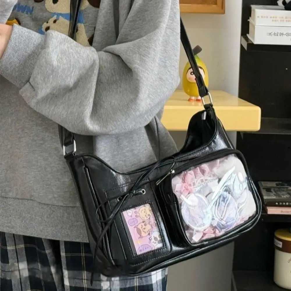 HOT Womens Transparent Ita Bags Girl Transparent Messenger Bag Womens Designer Handbags Ladys DIY Badge Tote Bag Lolita HandbagW251101