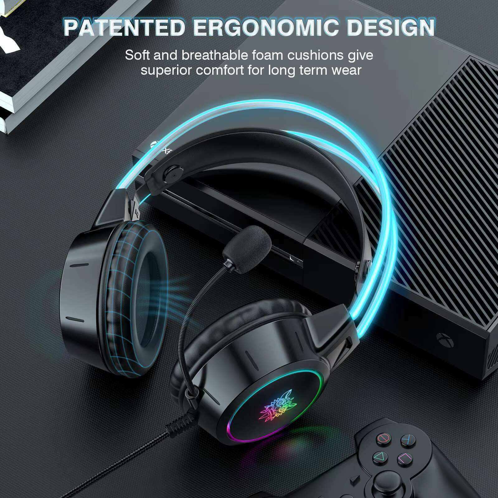 X15 Pro RGB Colorful Luminous Earphones with HD Flexible Microphone 3.5mm Wired Gaming Stereo Headphones for PS5 Mobile Computer