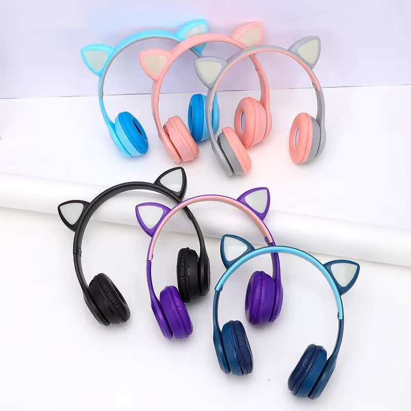 2023 Hot Products Waterproof Cute Cat Ears Headsets Wireless Blue Tooth Gaming Headphones