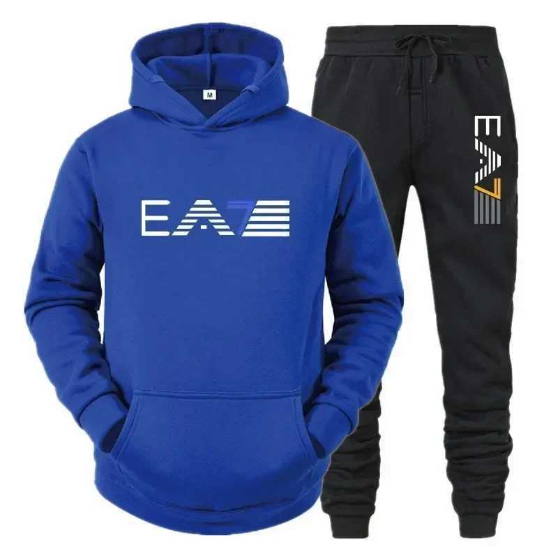 2025 New Mens Fashion Leisure Sportswear Outdoor Fitness Jogging Hoodie Set Sports Luxury HoodiePants Set ClothingT251101