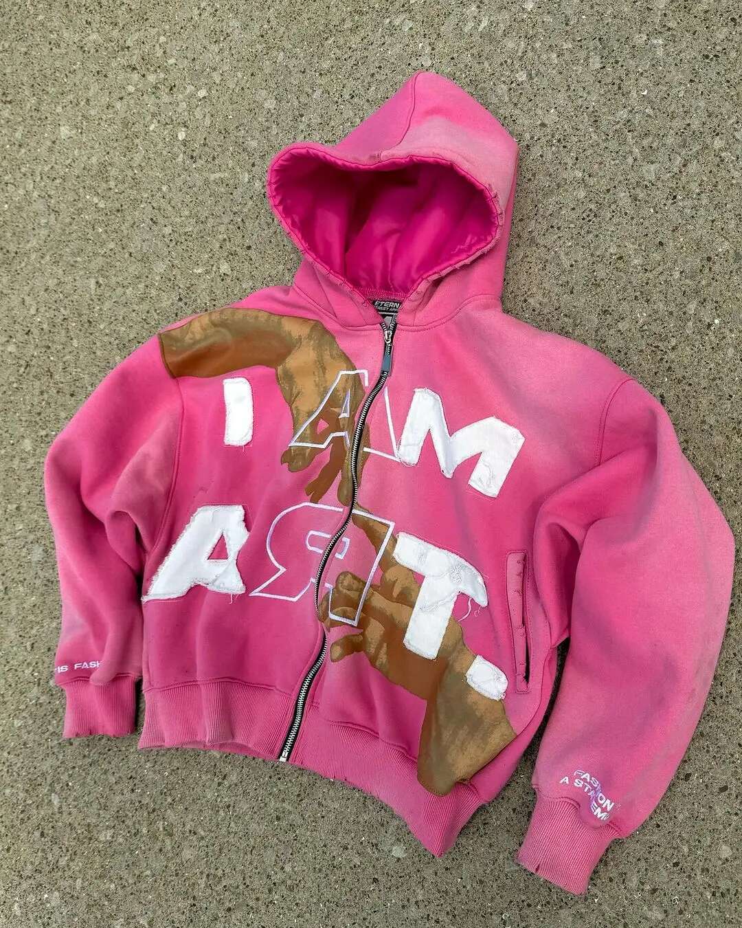Hip-Hop Trendy Streetwear Y2k Haruku American Retro Letter Print Zipper Hoodie Men's Punk Casual Colorful Oversized Sweatshirt