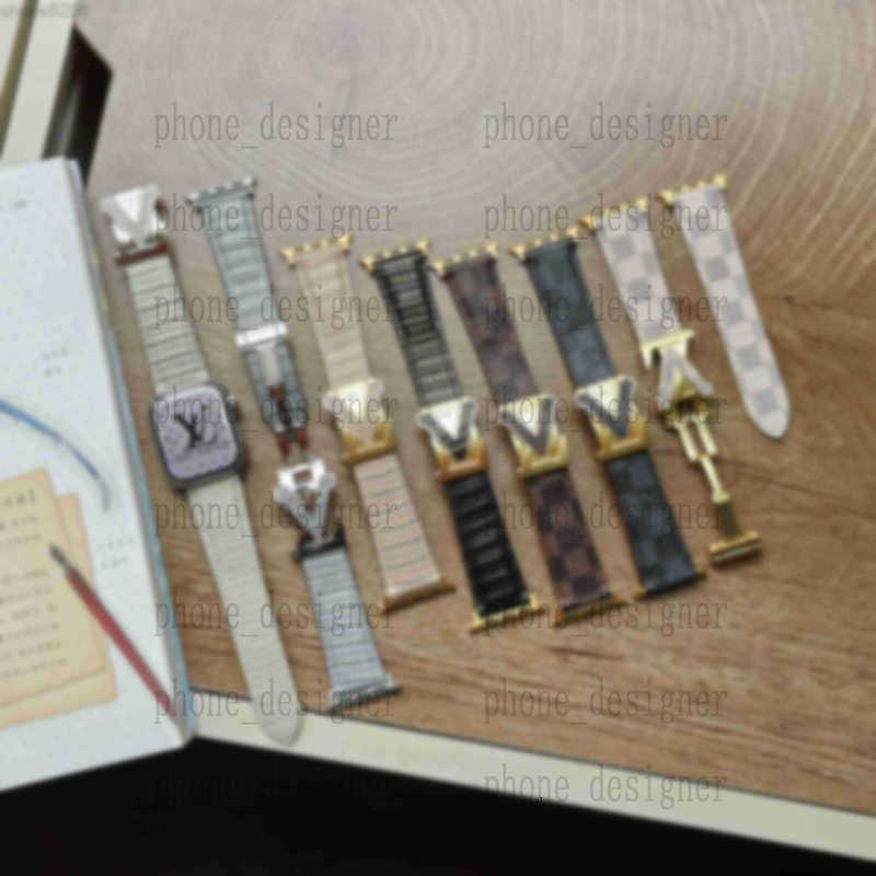 Designer Apple Watch bands Strap for apple watch series 8 3 4 5 6 7 38MM 42MM 44mm 49mm iwatch Bands Litchi Stria Leather ap Watchbands Bracelet Smart Straps HJYJ
