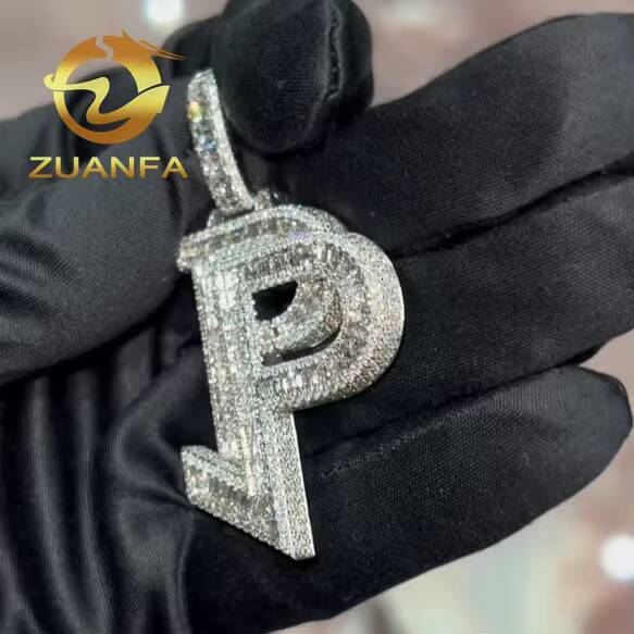 Hip Hop Jewelry Iced Out Pendant 925 Silver Moissanite Diamond Hip Hop Letter Pendant Overlap Design Pass Diamond Tester