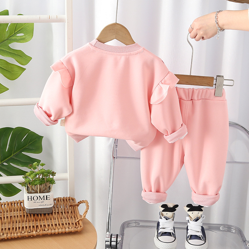 girls clothes 2025 Girls Bunny Hoodie Set 2-Piece Cartoon Print Tracksuit Casual Sports Style Comfortable Spring Fall Outfit