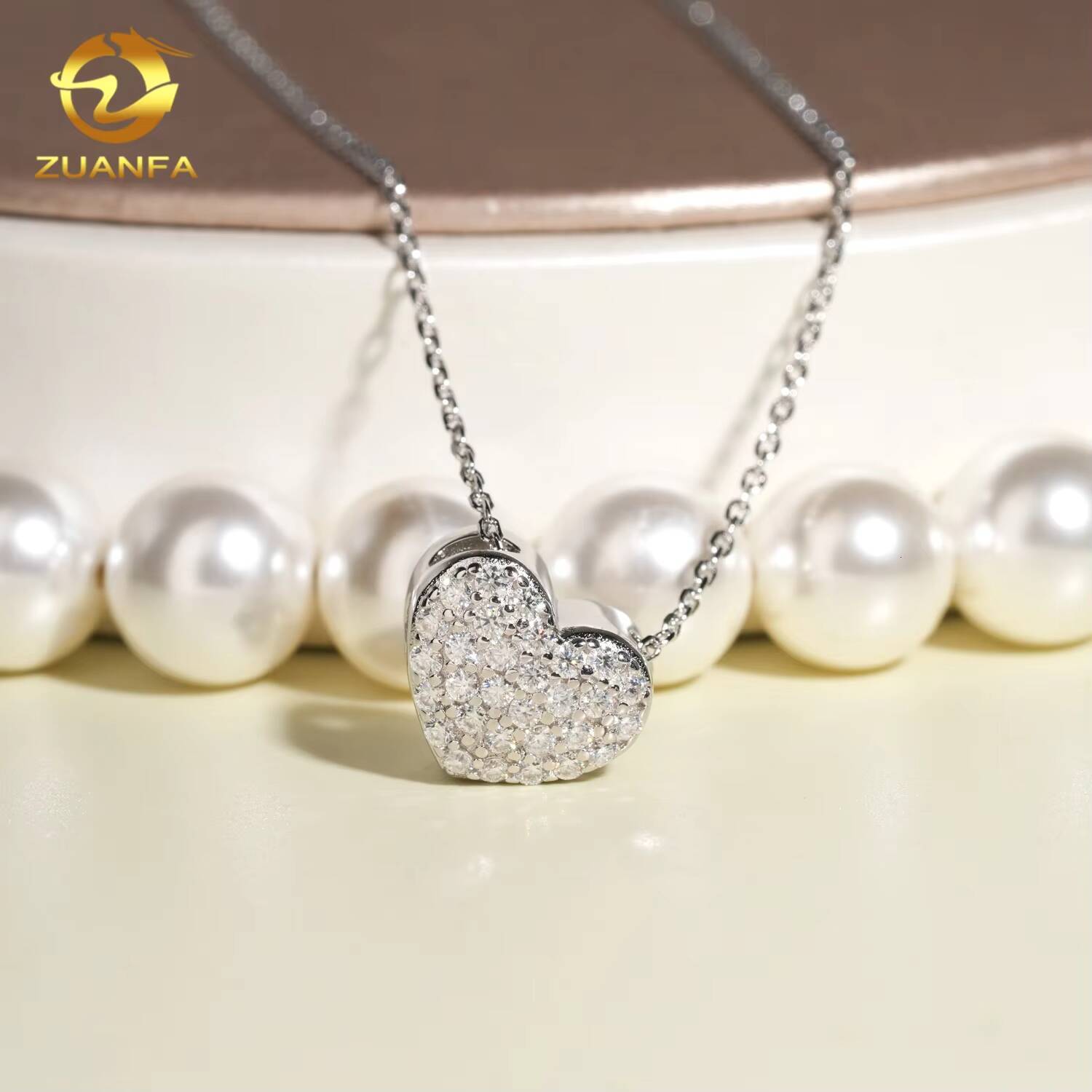 Fashion Women Moissanite Necklace 925 Silver Gift Anniversary Charm Heart Pendant Necklace Pass Diamond Test Ready to Ship