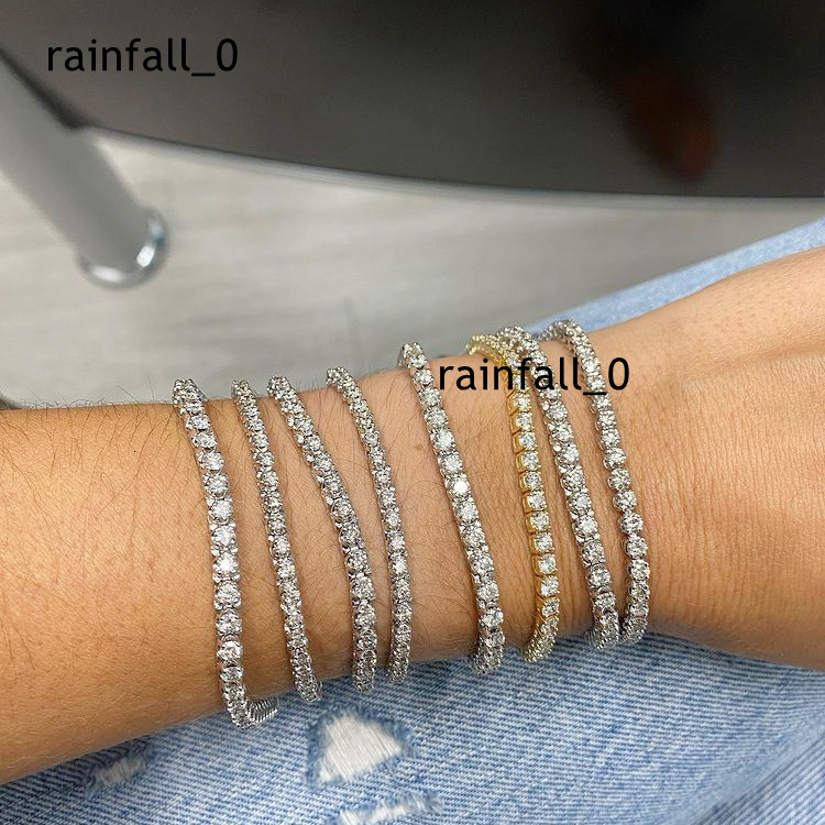 US in Stock Gold Plated Silver 3mm D Color VVS Moissanite Diamond Tennis Chain Bracelet With GRA Certificate