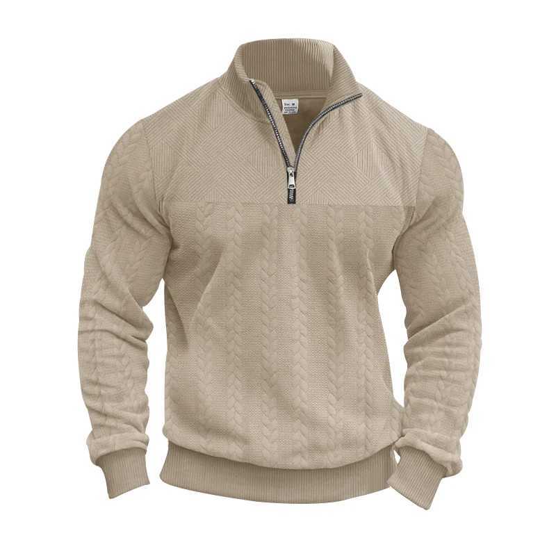 Mens Winter And Autumn Warm Pullover Hoodie Featuring A QuarterZip Design And Jacquard Pattern Mens LongSleeved Hoodie L251031