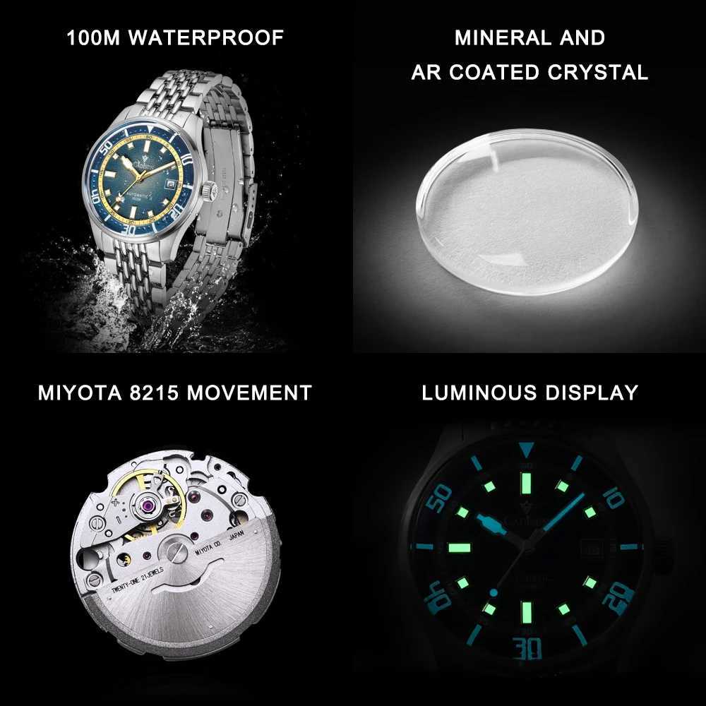 CADISEN Automatic Mechanical Man Silver Business Casual Waterproof Japan MIYOTA 8215 Movement Luminous Mens W251031