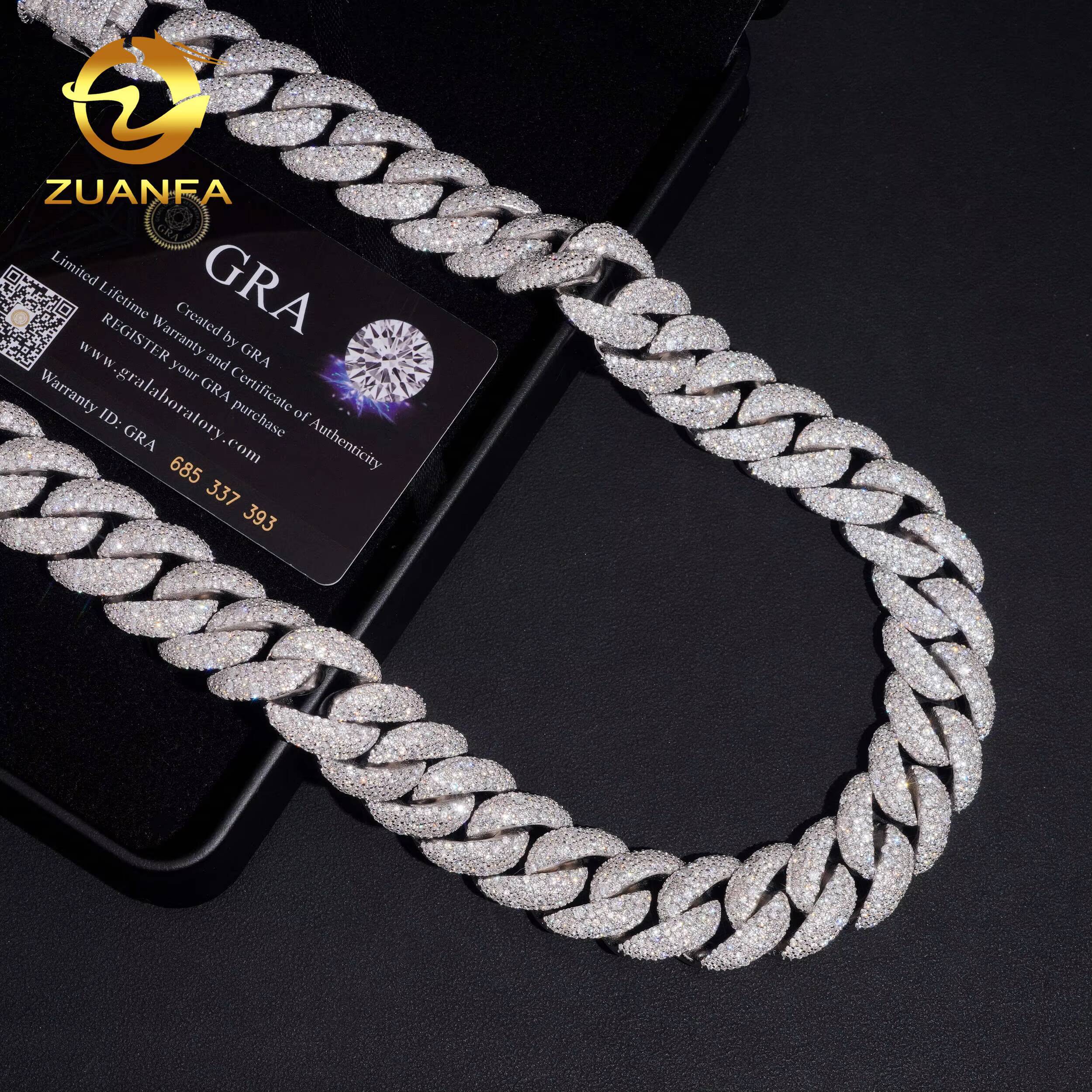 20mm Big Cuban Chain VVS Moissanite Box Lock Necklace Solid 925 Silver Hip Hop Jewelry Iced Out Miami Cuban Link Chain Bracelet