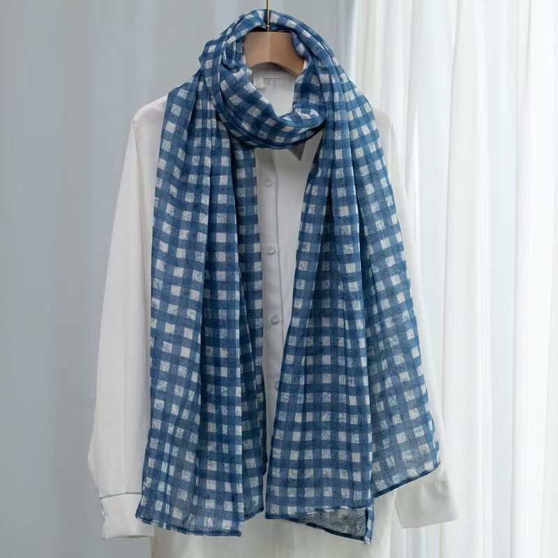 T395 new cotton and linen scarf for women, long shawl, double-sided thin, warm and decorative neck scarf for spring and autumn