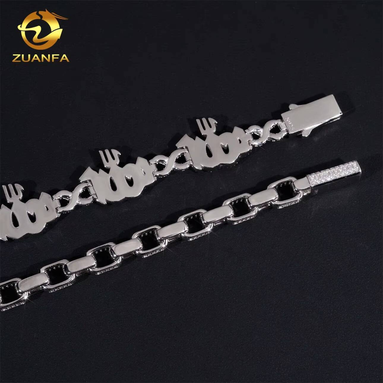 Hip Hop Jewelry Iced Out D Color VVS Moissanite Diamond Sterling Silver 925 Fashion Luxury Cuban Link Chain Bracelet