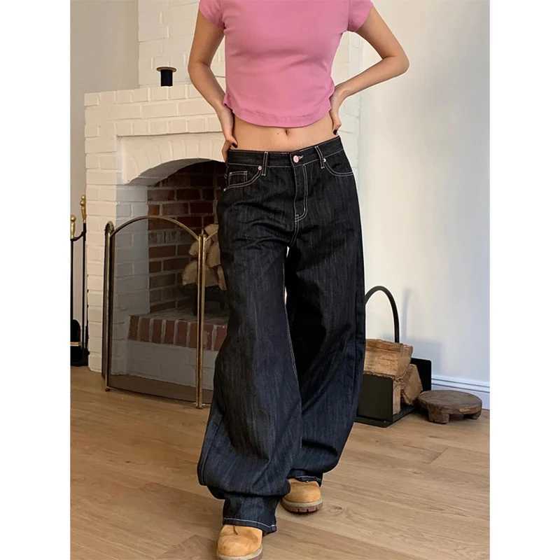 2025 Autumn Vintage 90s Punk Street Baggy Harajuku Jeans Womens Casual Mop Full Length Pants Y2K Aesthetic Style Denim Trouser J251031